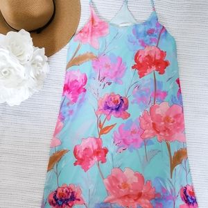 Solar Express Mint Floral Print Dress